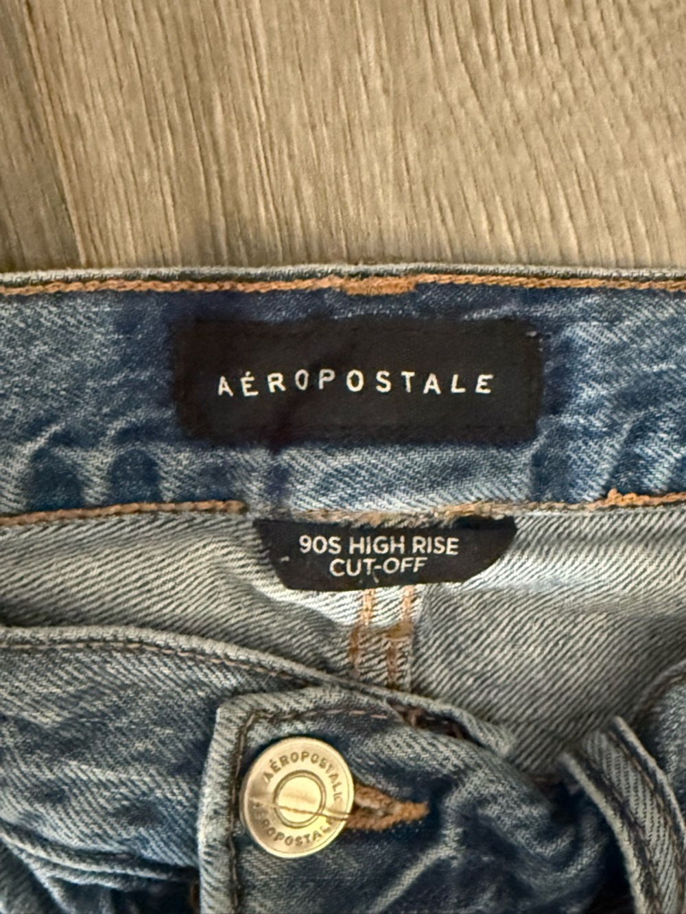 Aeropostale Distressed High-Rise Denim Shorts - Light Blue - Picture 3 of 3